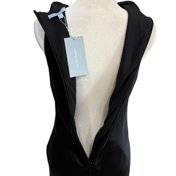 Antonio Melani Marine Satin Halter Cowl Neck Sleeveless Midi Slip Dress Size 2 - Picture 12 of 14